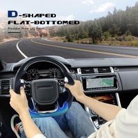 Volant en fibre de carbone véritable en forme de D, cuir Nappa perforé, volant à fond plat pour Range Rover Sport 2014-2022