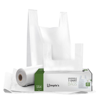 Sacs en plastique recyclables PP simples et résistants de 80 unités, épaisseur 1,2 mil, 12"x7"x22", rouleau de sacs avec poignées pour le shopping