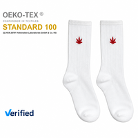 Chaussettes de sport brodées à motif feuille avec logo personnalisé de haute qualité, en coton peigné, confortables pour hommes et femmes, pour la vie quotidienne