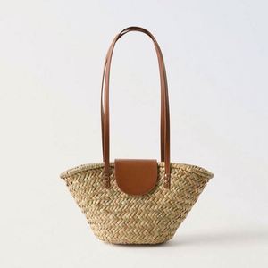 Nouveau sac d'été 2024 en paille naturelle, petit sac de plage en jonc de mer pour femme avec couvercle en cuir PU - Product Image 5