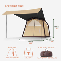 Tente gonflable de camping individuelle pour l'extérieur, installation rapide automatique avec auvent étendu, abri de protection solaire