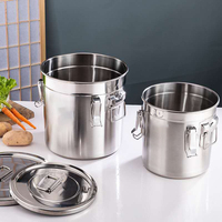 Seau à soupe en acier inoxydable durable avec deux poignées, multifonctionnel, gain de place, portable pour la cuisine à domicile, design moderne