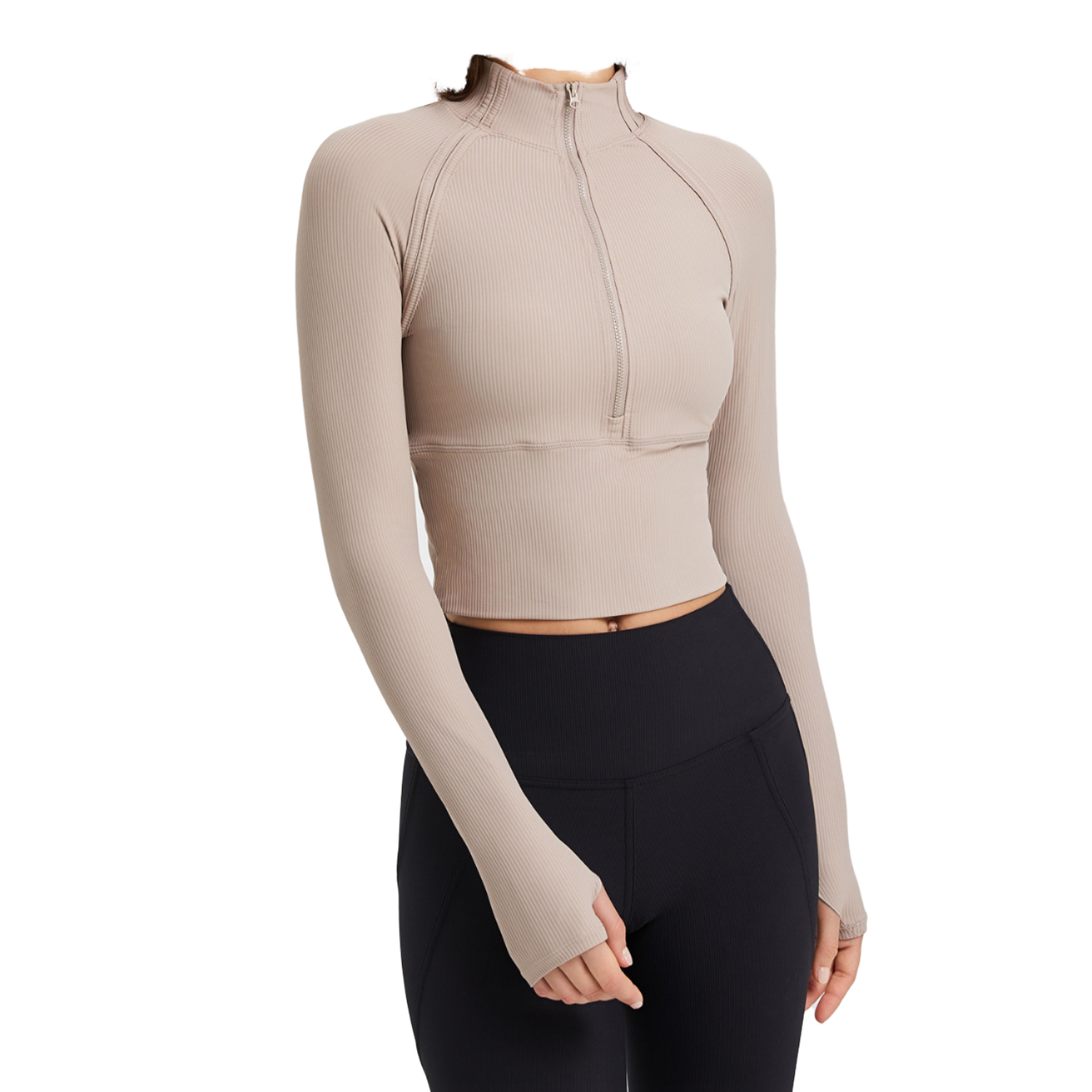 Women's New Quick-Drying Stand-Up Collar Sports Coat Slim-Fit Half-Zipper Long-Sleeved Yoga Wear Breathable Half-Zipper Coat