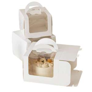 Vente en gros de produits tendance en ligne Nouveautés Boîte à gâteau en carton imprimé à emporter avec poignée - Product Image 2