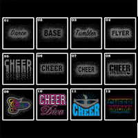 Modèle de strass thermocollant personnalisé pour cheerleading, motif Cheer Mom, transfert thermique en strass