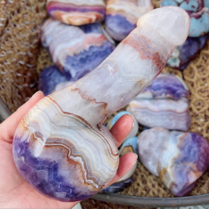 Venta al por mayor de ágata de cristal Natural tallada a mano sueño amatista Yoni curación gran masaje varita consolador para mujeres - Product Image 1