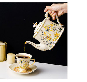 Taza <span class=keywords><strong>de</strong></span> té <span class=keywords><strong>de</strong></span> cerámica y platillo, tazas <span class=keywords><strong>de</strong></span> café <span class=keywords><strong>de</strong></span> porcelana <span class=keywords><strong>de</strong></span> flor dorada, nuevo diseño <span class=keywords><strong>2021</strong></span> - Product Image 4
