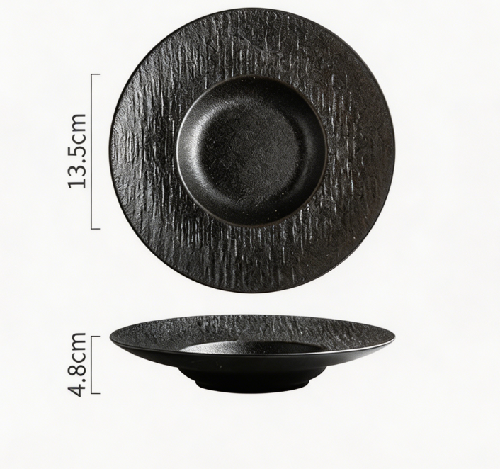 10inch stone pattern straw hat tray-black