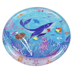 Inflable Tummy Time Premium Water Mat Cool Summer Funny Baby Girls Boys Water Activity Mats Infant Soft Toy 100CM Round Mat - Product Image 1