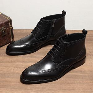 Botas de Hombre Nuevas de Invierno, Botas de Piel Vacuna con Diseño Brogue, Botas de Moda - Product Image 6