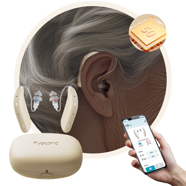 FLYSOUND H8 High Power Mini Single BTE RIC Rechargeable OTC Wireless Invisibly Hot 50 Channels Noise Cancelling Hearing Aid Cost