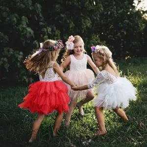 Baju Anak Perempuan Gaya Barat Meledak, Baju Putri Bunga Satu Potong Renda Tutu, Gaun Pengantin Prom