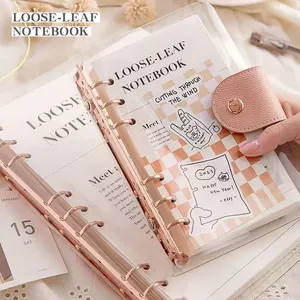 A6 A5 B5 Plastic Clear PVC Budget Binder Transparent Refillable Loose Leaf Ring Binder Notebook With Leather Snap
