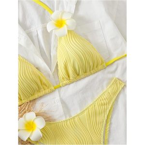 Conjunto de Bikini Acanalado Personalizado para Mujer, Traje de Baño Halter con Tanga, Elástico de Spandex y Nylon, Ropa de Playa y Crucero - Product Image 3