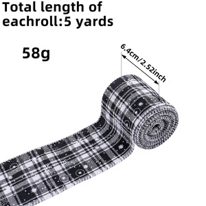 LINGKAI <b>Red</b> Black Tartan Linen Snowflake Buffalo Plaid Wired Christmas <b>Ribbon</b> for Xmas Gift Wrapping - Product Image 6