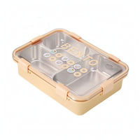 Boîte à lunch en acier inoxydable à 3 compartiments, boîte bento portable pour enfants, bureau, école, conteneur de stockage alimentaire