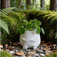 Pot Tanaman Mini Lucu untuk Meja, Pot Sukulen Putih Cetak 3D, Kotak Penyimpanan Desktop untuk Dekorasi Meja Kantor Rumah, Hadiah