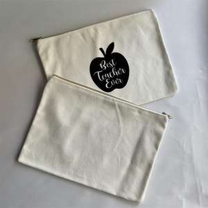 Bolsas de polvo de cosméticos de lona natural Bolsa de algodón con cremallera Bolsa de almacenamiento de maquillaje de viaje Embalaje con logotipo - Product Image 2