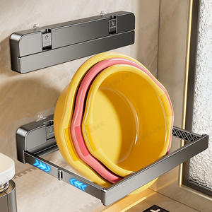 Étagère murale Litenis 50x30cm à ventouse pour salle de bain, organisateur de lavabo rectangulaire durable - Product Image 4