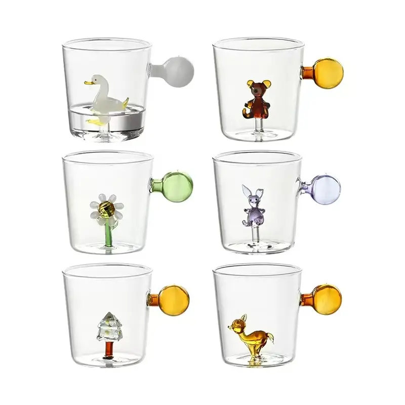Custom Hand Blown Colorful Glass Animal Decoration Water Cups for Drinking