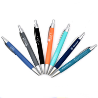 Stylo bille en métal avec grip en caoutchouc souple multicolore, logo gravé au laser personnalisé, stylo publicitaire promotionnel pour hôtel et entreprise