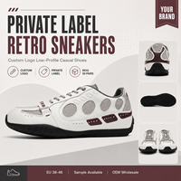 Sneakers basses rétro pour hommes avec logo personnalisé, chaussures de marche décontractées à marque privée, vente en gros OEM