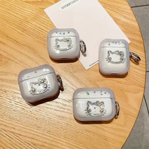<span class=keywords><strong>Coque</strong></span> souple transparente style minimaliste pour écouteurs iPhone, étui <span class=keywords><strong>Airpods</strong></span> avec strass et boucle suspendue Chat KT, compatible <span class=keywords><strong>Airpods</strong></span> Pro 3 - Product Image 2