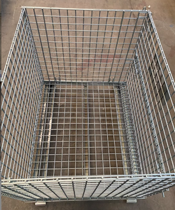 Dây lưới container lồng kho nhiệm vụ nặng nề xếp chồng gấp dây thép lưới lồng lưu trữ Pallet hộp với bánh xe - Product Image 5