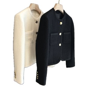 <span class=keywords><strong>Cappotto</strong></span> Corto in Bouclé da Donna, Stile Streetwear Autunnale, Elegante, Trendy, Unico e Chic, Taglie Piccole - Product Image 1