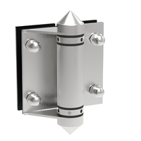Charnière hydraulique verre-à-verre, finition argent brossé, robuste, à rappel automatique, pour porte vitrée d'exposition avec joints en caoutchouc