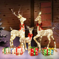 Ensemble de 3 rennes de Noël lumineux, lumière LED blanc chaud, pour décorations de Noël à la maison, dans la cour, pour les fêtes