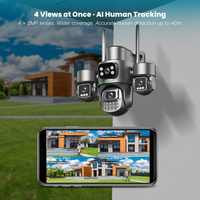 Cámara de Seguridad IP Solar 4G para Exteriores de 8MP, Multi-lente, PTZ de 360 Grados, Visión Nocturna a Todo Color, Seguimiento de Movimiento, con Tarjeta SIM 4G