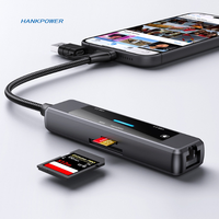 Hub de lecteur de carte USB OTG 5 en 1, adaptateur Ethernet, hub USB C avec RJ45 100M, USB-C 3.0 2.0, port SD TF pour ordinateur, PC, téléphone portable