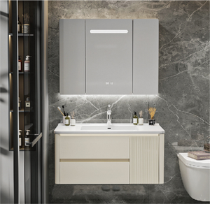 <span class=keywords><strong>Mueble</strong></span> de <span class=keywords><strong>Baño</strong></span> Moderno de Madera Maciza con Espejo Multifuncional, Lámpara y Amplio Espacio de Almacenamiento, Diseño Cuadrado para Colgar en la Pared, Última Moda 2026 - Product Image 1