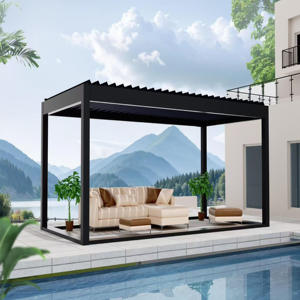 <span class=keywords><strong>Tente</strong></span> de pergola en aluminium grise Protection UV Gazebo de jardin <span class=keywords><strong>solaire</strong></span> Imperméable à la pluie Utilisation de <span class=keywords><strong>terrasse</strong></span> en bois/plastique/alliage Caractéristiques électriques - Product Image 2