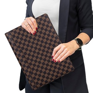 Porte-documents portable à motif écossais en cuir PU pour bureau, pochette professionnelle, classeur de gestionnaire, format A5 A6 A7, avec compartiments pour feuilles de budget - Product Image 5