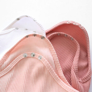 단색 유기농 골지 면 아기 Onesies 긴 소매 스냅 버튼 폐쇄 신생아 장난 꾸러기 일반 아기 성장-도매 - Product Image 6