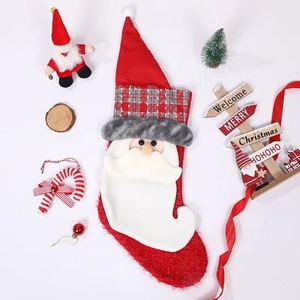Chaussettes de Noël, Père Noël, Bonhommes de neige, Bonbons, Sacs cadeaux, Fibre de polyester, Doux, Écologique - Product Image 1