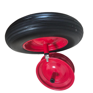 <span class=keywords><strong>Roue</strong></span> <span class=keywords><strong>de</strong></span> <span class=keywords><strong>brouette</strong></span> <span class=keywords><strong>de</strong></span> haute qualité 3.50-8 en mousse PU pleine <span class=keywords><strong>standard</strong></span> avec jante en acier rouge pour chariot - Product Image 3