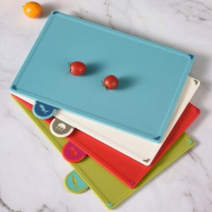 Colorful <b>Plastic</b> Cutting Board Set of 4 Cutting Boards with Storage Stand Dishwasher Safe Chopping Set for Kitchen - Product Image 2