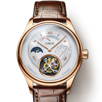 LOBINNI Fliegendes Tourbillon Uhrwerk Armbanduhr im Neuen Stil für Herren – Business-Modell, Wasserfest, Skelett-Design