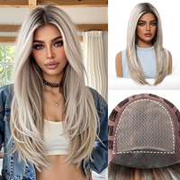 Perruques synthétiques sans colle en fibre Kanekalon Futura de qualité supérieure, résistantes à la chaleur, prêtes à porter, avec dentelle frontale, couleur ombrée, monofilament