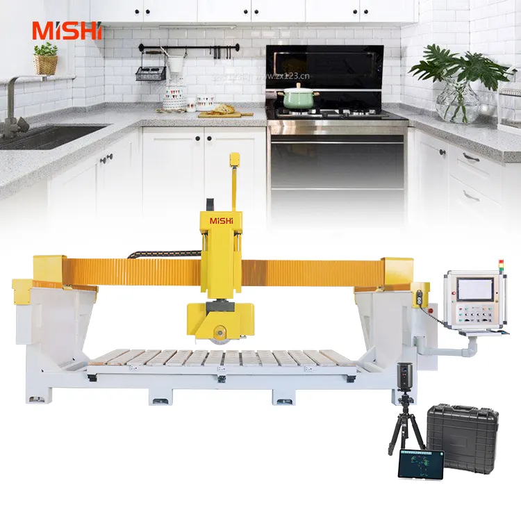 MISHI Hot sale 3D stone polishing milling carving CNC bridge saw granite cutting 5 Axis marble CNC machine