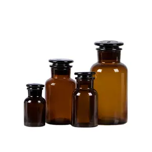 60ml 125ml boş yuvarlak amber laboratuvar kimyasal reaktif cam şişeler geniş ağız