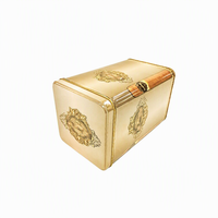 Boîte en étain rectangulaire vintage, finition dorée métallique, hauteur moyenne, couvercle carré, pour chocolat, biscuits, gâteaux