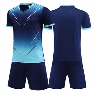 Conjunto de Camiseta de Fútbol Personalizada con Cuello en V en Degradado Azul Marino, Manga Corta, Absorbente de Humedad, Uniforme de Equipo para Adultos, Poliéster Sublimado - Product Image 1
