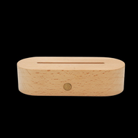 Lampe de nuit LED 3D ovale en bois de hêtre avec interrupteur à bascule, certifiée CE, support de lampe en acrylique, garantie 2 ans, directement de l'usine YUE NIUNIU
