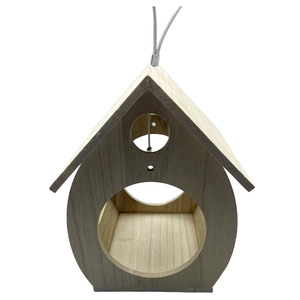 Mangeoire à oiseaux en bois 17x16x22 cm, en bois de paulownia durable, décoration de jardin suspendue pour l'extérieur - Product Image 5