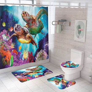 Özel çocuklar 3D baskılı Bohemian duş perde seti küf dayanıklı su geçirmez Polyester banyo halı sıcak satış karikatür tasarım - Product Image 6