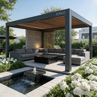 Pergola bioclimatique moderne 3x3 6x7, imperméable, pour jardin extérieur, en aluminium, avec toit à lames orientables motorisé, gazebo, arbor.